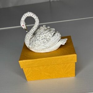 Crystal Embellished White Swan Trinket Box